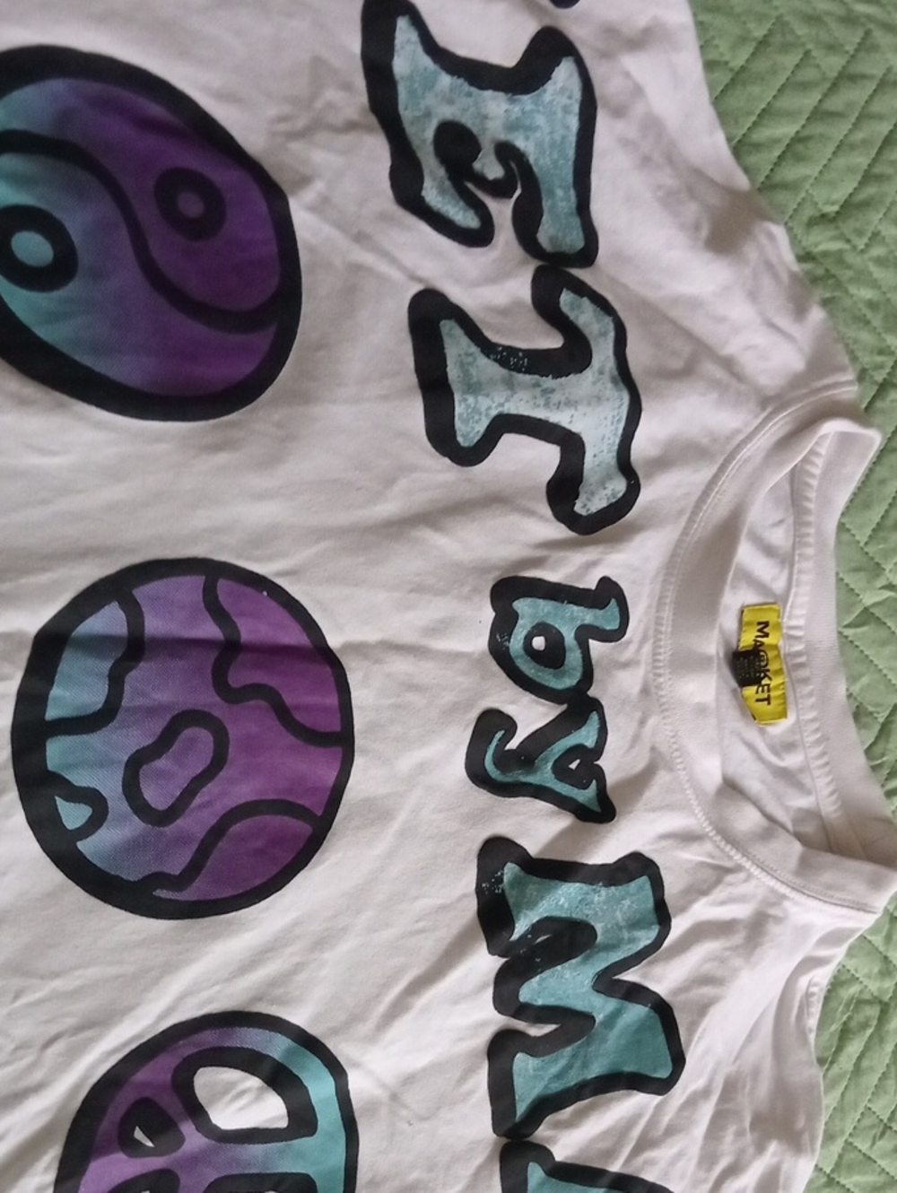 Market  Graphic Tee with Purple & Teal Planets